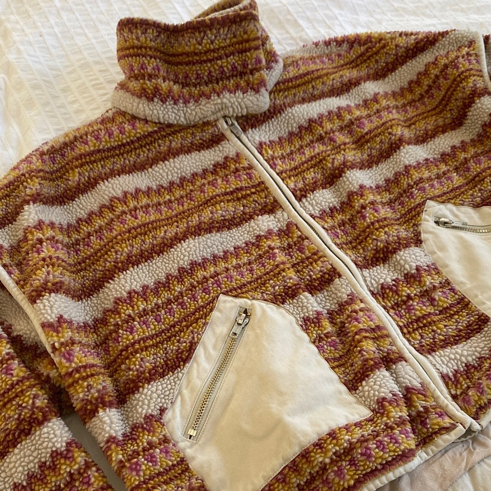 Free People Hit the Slopes Fleece Zip-Up Jacket